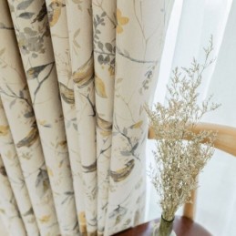 Tenda Oscurante In Lino Nordico Su Misura, Con Stampa Di Piante, Per Soggiorno, Camera Da Letto