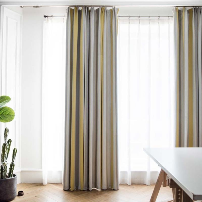 Tenda Jacquard Moderna Nordica Su Misura, Con Strisce A Contrasto, Per Soggiorno, Camera Da Letto, Studio, Tessuto