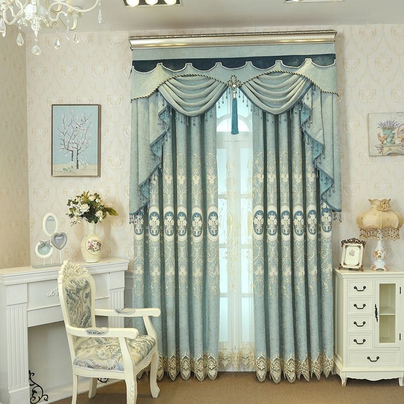 Tenda Ricamata In Ciniglia Su Misura, Stile Europeo Floreale Per Soggiorno, Camera Da Letto