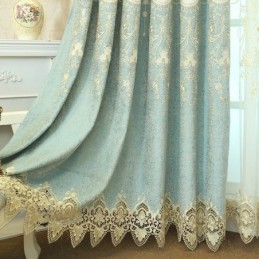 Tenda Ricamata In Ciniglia Su Misura, Stile Europeo Floreale Per Soggiorno, Camera Da Letto