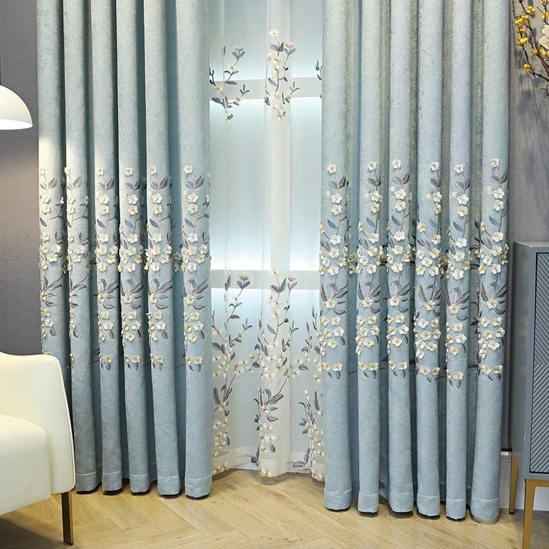 Tenda Oscurante Su Misura, Stile Nordico, Con Ricamo Vegetale, Per Soggiorno, Camera Da Letto