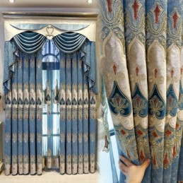 Tenda Oscurante In Ciniglia Su Misura, Con Ricamo Floreale Europeo, Per Soggiorno, Camera Da Letto