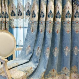 Tenda Oscurante In Ciniglia Su Misura, Con Ricamo Floreale Europeo, Per Soggiorno, Camera Da Letto