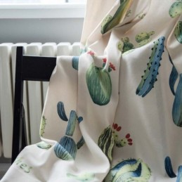 Tenda Stampata Con Cactus Creativo, Su Misura, Cromatica, Semi-Oscurante, Per Soggiorno, Camera Da Letto, Tessuto Per Bambini