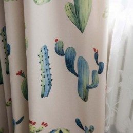 Tenda Stampata Con Cactus Creativo, Su Misura, Cromatica, Semi-Oscurante, Per Soggiorno, Camera Da Letto, Tessuto Per Bambini