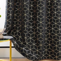Tenda Oscurante Su Misura, Stile Nordico, Con Motivo Geometrico Bronzato, Per Soggiorno, Camera Da Letto