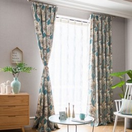 Tende Oscuranti Nordiche In Cotone Con Stampa Di Piante Per Soggiorno E Camera Da Letto