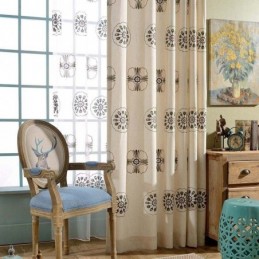 Tende Oscuranti In Stile Nordico In Policotone Con Fiori Ricamati Per Soggiorno E Camera Da Letto