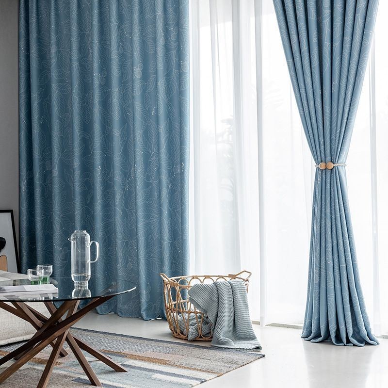 Tenda Oscurante Nordica Su Misura Per Soggiorno, Camera Da Letto, Con Foglie Stampate