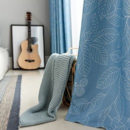 Tenda Oscurante Nordica Su Misura Per Soggiorno, Camera Da Letto, Con Foglie Stampate
