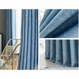 Tenda Oscurante Nordica Su Misura Per Soggiorno, Camera Da Letto, Con Foglie Stampate
