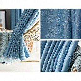 Tenda Oscurante Nordica Su Misura Per Soggiorno, Camera Da Letto, Con Foglie Stampate