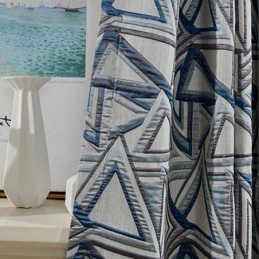 Tenda Oscurante In Lino Su Misura, Stile Nordico Geometrico Jacquard Per Soggiorno, Camera Da Letto