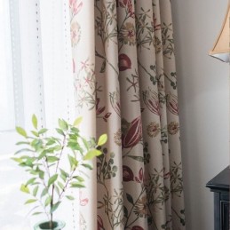 Tenda Oscurante In Cotone E Lino Nordico Su Misura, Con Stampa Di Piante, Per Soggiorno, Camera Da Letto