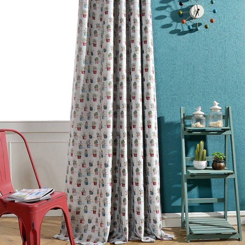 Tenda Oscurante Nordica Su Misura Con Stampa Di Piante In Vaso Per Soggiorno E Camera Da Letto