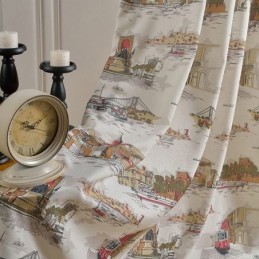 Tende Oscuranti In Lino Nordico Con Stampa Urbana Per Soggiorno E Camera Da Letto