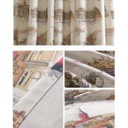 Tende Oscuranti In Lino Nordico Con Stampa Urbana Per Soggiorno E Camera Da Letto