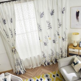 Tenda Oscurante Nordica Su Misura Con Stampa A Foglie Per Soggiorno E Camera Da Letto