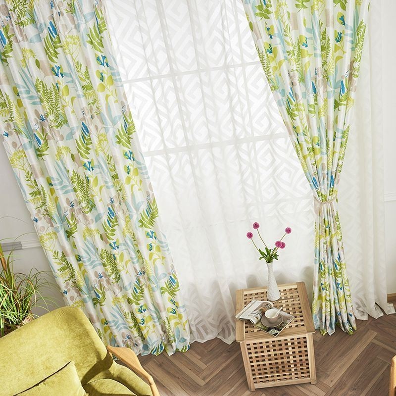 Tenda Oscurante Su Misura Per Soggiorno, Camera Da Letto, Motivo Foglie Nordiche Stampate