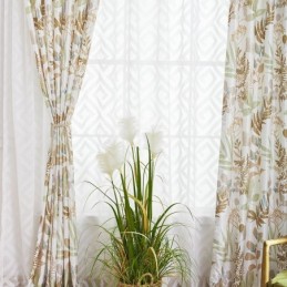 Tenda Oscurante Su Misura Per Soggiorno, Camera Da Letto, Motivo Foglie Nordiche Stampate