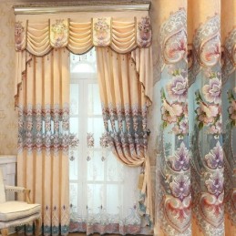 Tenda Di Ciniglia Di Lusso Su Misura, Tende Ricamate Floreali Per Soggiorno, Camera Da Letto