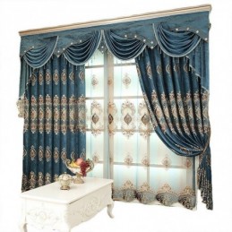 Tenda Oscurante Ricamata Su Misura, Tenda Europea Di Lusso Con Motivo Floreale Per Il Soggiorno