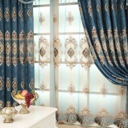 Tenda Oscurante Ricamata Su Misura, Tenda Europea Di Lusso Con Motivo Floreale Per Il Soggiorno