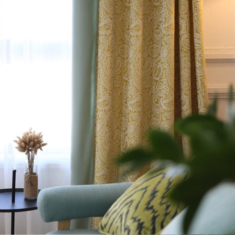Tenda Moderna In Cotone Su Misura, Tenda Jacquard Vegetale Per Soggiorno E Camera Da Letto