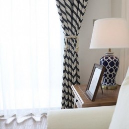 Tende Oscuranti Di Lusso In Jacquard A Righe Ondulate Per Il Soggiorno