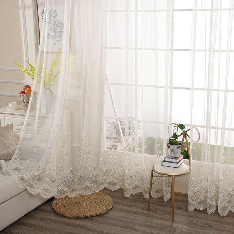Tenda Decorativa Trasparente Su Misura, Tenda Con Pianta In Tulle Ricamato, Soggiorno, Camera Da Letto