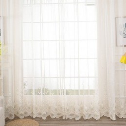 Tenda Decorativa Trasparente Su Misura, Tenda Con Pianta In Tulle Ricamato, Soggiorno, Camera Da Letto
