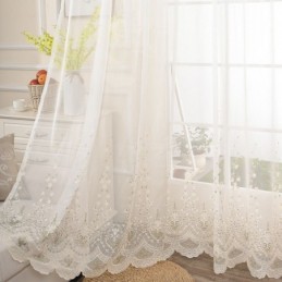 Tenda Decorativa Trasparente Su Misura, Tenda Con Pianta In Tulle Ricamato, Soggiorno, Camera Da Letto
