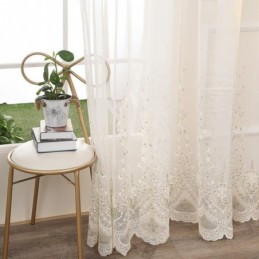 Tenda Decorativa Trasparente Su Misura, Tenda Con Pianta In Tulle Ricamato, Soggiorno, Camera Da Letto