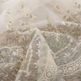 Tenda Decorativa Trasparente Su Misura, Tenda Con Pianta In Tulle Ricamato, Soggiorno, Camera Da Letto