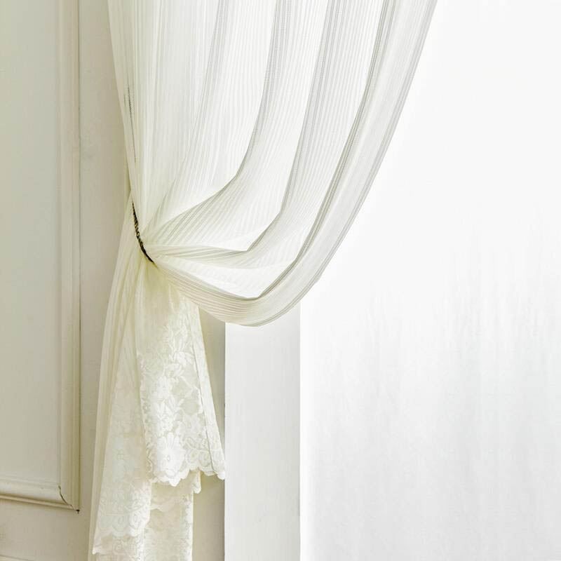 Tenda Trasparente In Pizzo Tinta Unita Su Misura, Pannello Per Tenda In Voile, Finestra A Bovindo, Camera Da Letto
