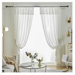 Tenda Trasparente In Pizzo Tinta Unita Su Misura, Pannello Per Tenda In Voile, Finestra A Bovindo, Camera Da Letto