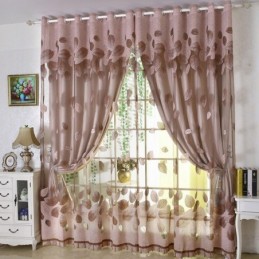 Tenda In Voile Minimalista Su Misura, Pannello Per Tenda, Motivo Foglie Rinfrescanti In Jacquard