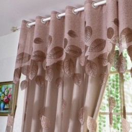 Tenda In Voile Minimalista Su Misura, Pannello Per Tenda, Motivo Foglie Rinfrescanti In Jacquard