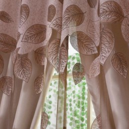 Tenda In Voile Minimalista Su Misura, Pannello Per Tenda, Motivo Foglie Rinfrescanti In Jacquard