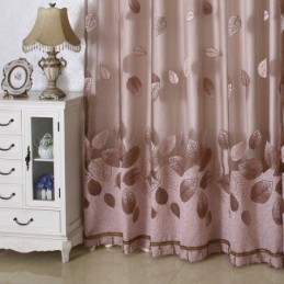 Tenda In Voile Minimalista Su Misura, Pannello Per Tenda, Motivo Foglie Rinfrescanti In Jacquard