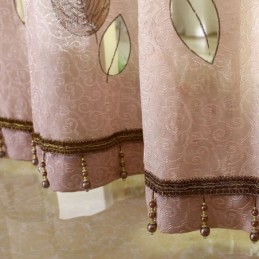 Tenda In Voile Minimalista Su Misura, Pannello Per Tenda, Motivo Foglie Rinfrescanti In Jacquard