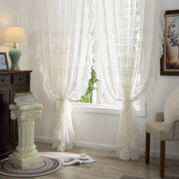 Tenda Trasparente Ricamata Europea Su Misura, Tende In Tulle Bianco Per Soggiorno E Camera Da Letto