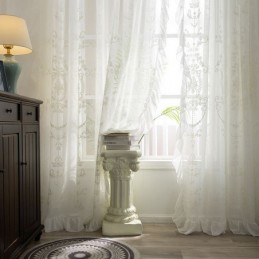 Tenda Trasparente Ricamata Europea Su Misura, Tende In Tulle Bianco Per Soggiorno E Camera Da Letto