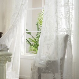 Tenda Trasparente Ricamata Europea Su Misura, Tende In Tulle Bianco Per Soggiorno E Camera Da Letto