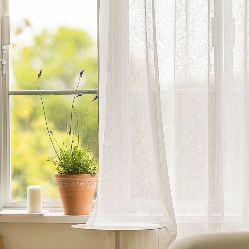 Tende Moderne Trasparenti Bianche A Foglia Di Tulle Per Soggiorno E Camera Da Letto