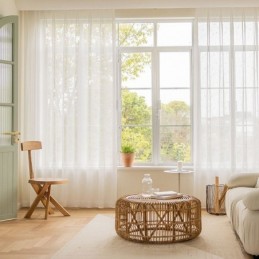 Tende Moderne Trasparenti Bianche A Foglia Di Tulle Per Soggiorno E Camera Da Letto