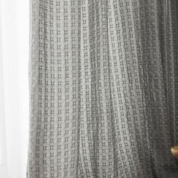 Tenda In Tulle A Quadri Nordici Su Misura, In Maglia Ordita, Trasparente Per Soggiorno