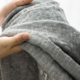 Tenda In Tulle A Quadri Nordici Su Misura, In Maglia Ordita, Trasparente Per Soggiorno