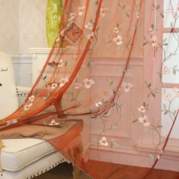 Tenda Trasparente In Stile Pastorale, Su Misura, Con Ricamo, Per Soggiorno E Ventilazione Fresca.