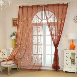 Tenda Trasparente In Stile Pastorale, Su Misura, Con Ricamo, Per Soggiorno E Ventilazione Fresca.